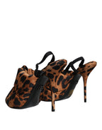 Braune Leopard Keira Slingback-Sandalen