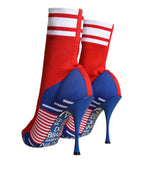 Red Blue Stretch Socken Style Stiefeletten Logo Schuhe