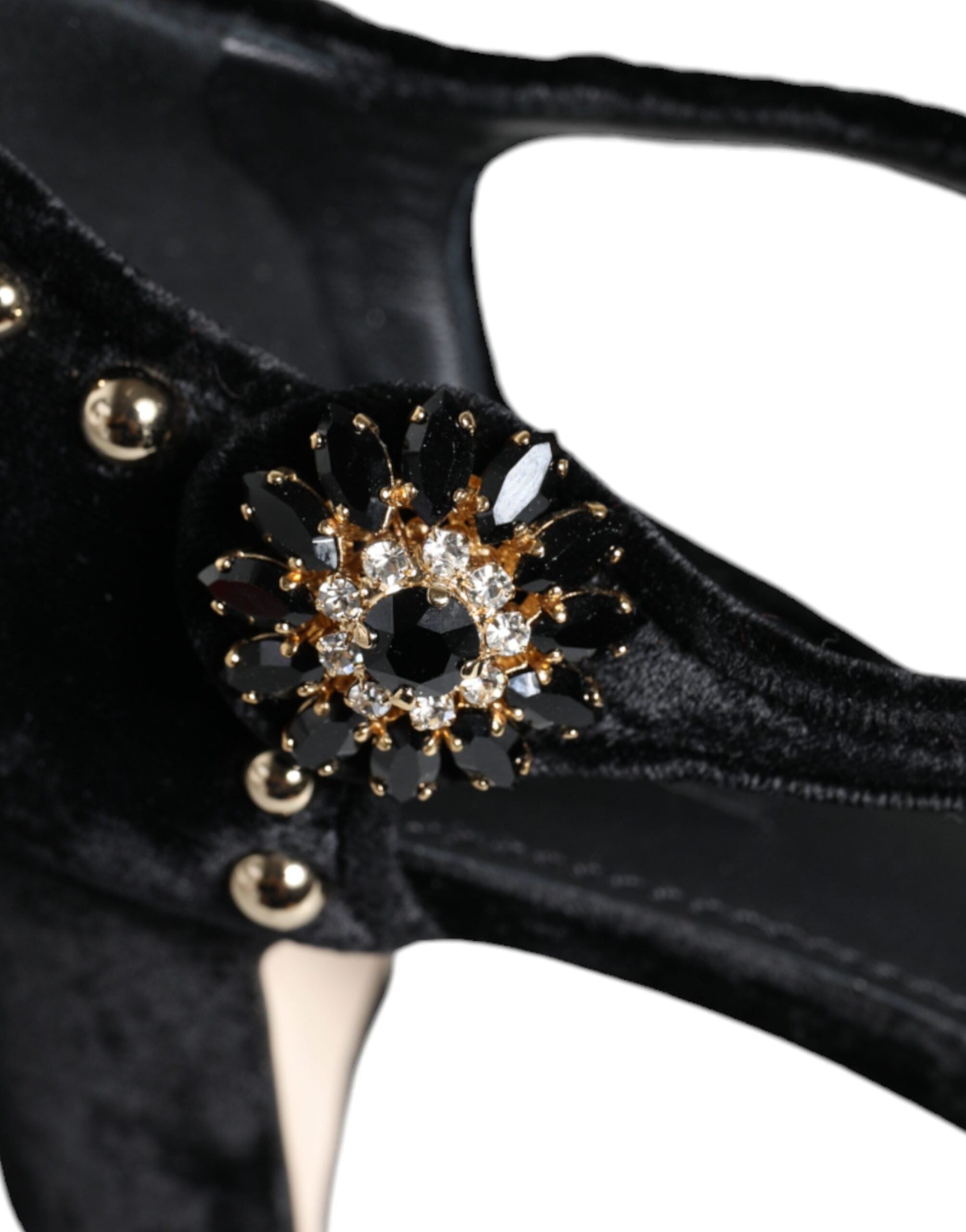 Black Velvet Roses Ankle Strap Pumps
