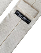 Off White Gemusterte Seide Klassische Verstellbare Krawatte