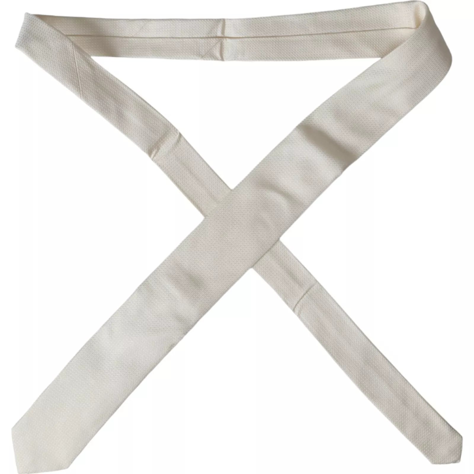 Off White Gemusterte Seide Klassische Verstellbare Krawatte
