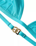 Blaugrünes Neckholder-Bikini-Oberteil mit DG-Logo