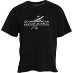 T-shirt girocollo in cotone nera con stampa grafica