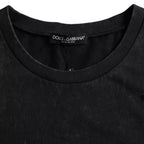 T-shirt girocollo in cotone nera con stampa grafica