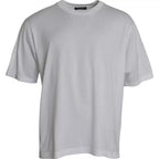Weißes Baumwoll-Rundhals-Kurzarm-T-Shirt