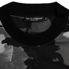 Mehrfarbiges Camouflage-T-Shirt aus Baumwolle mit Rundhalsausschnitt
