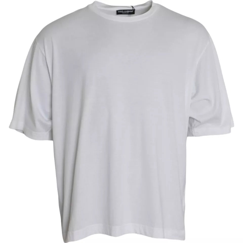 T-shirt girocollo manica corta in cotone bianco