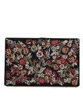 Clutch-Abendtasche mit mehrfarbigem Blumenmuster und Goldrahmen