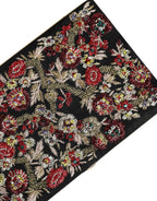 Clutch-Abendtasche mit mehrfarbigem Blumenmuster und Goldrahmen