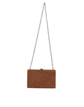 Braune Leder Clutch Mini Crossbody-Tasche mit goldenem Rahmen