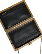 Braune Leder Clutch Mini Crossbody-Tasche mit goldenem Rahmen