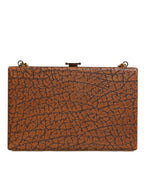 Braune Leder Clutch Mini Crossbody-Tasche mit goldenem Rahmen