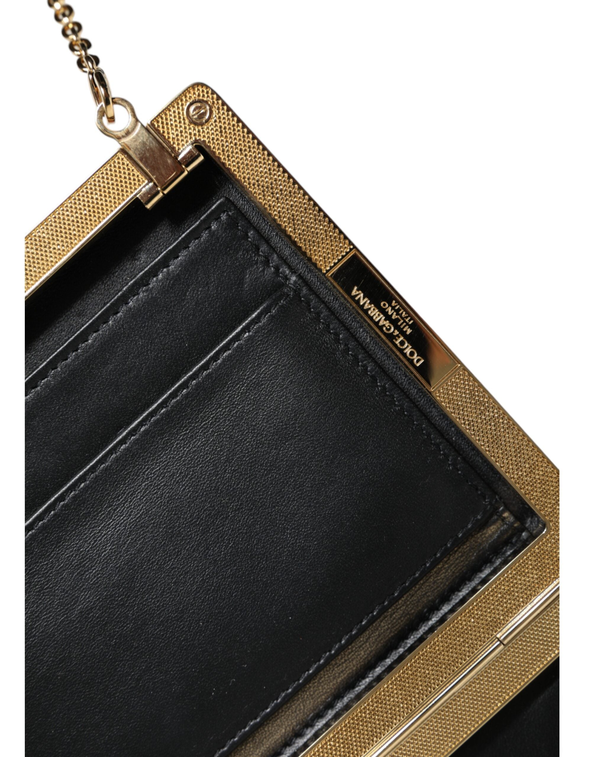 Braune Leder Clutch Mini Crossbody-Tasche mit goldenem Rahmen