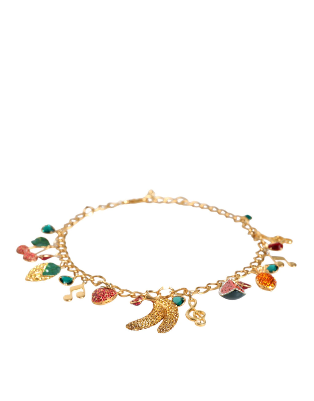 Gold Tone Brass Fruity Crystal Embellished Waist Chain Belt