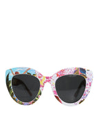 Mehrfarbige Holz-Kristall-Messingrahmen Sonnenbrille mit handbemaltem Blumenmuster