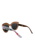 Mehrfarbige Holz-Kristall-Messingrahmen Sonnenbrille mit handbemaltem Blumenmuster