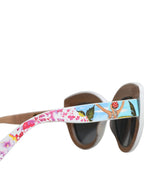 Mehrfarbige Holz-Kristall-Messingrahmen Sonnenbrille mit handbemaltem Blumenmuster