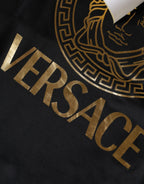 Schwarzer Medusa-Print Hoodie Pullover Sweatshirt