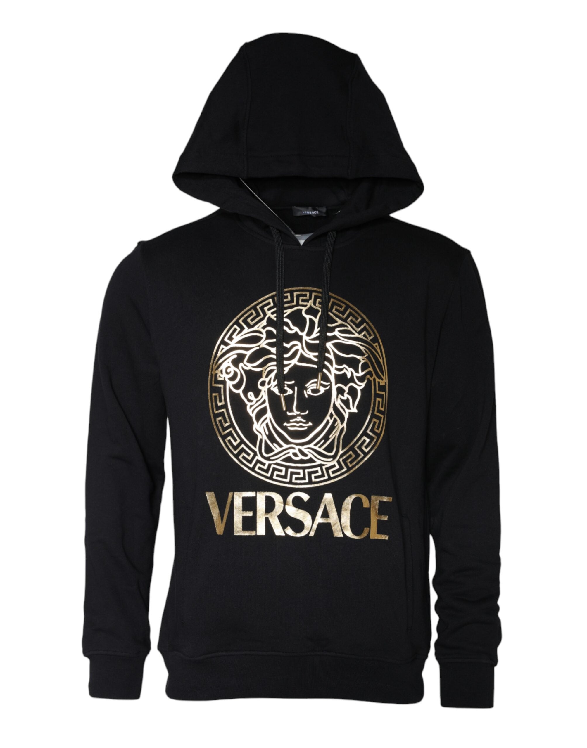 Schwarzer Medusa-Print Hoodie Pullover Sweatshirt