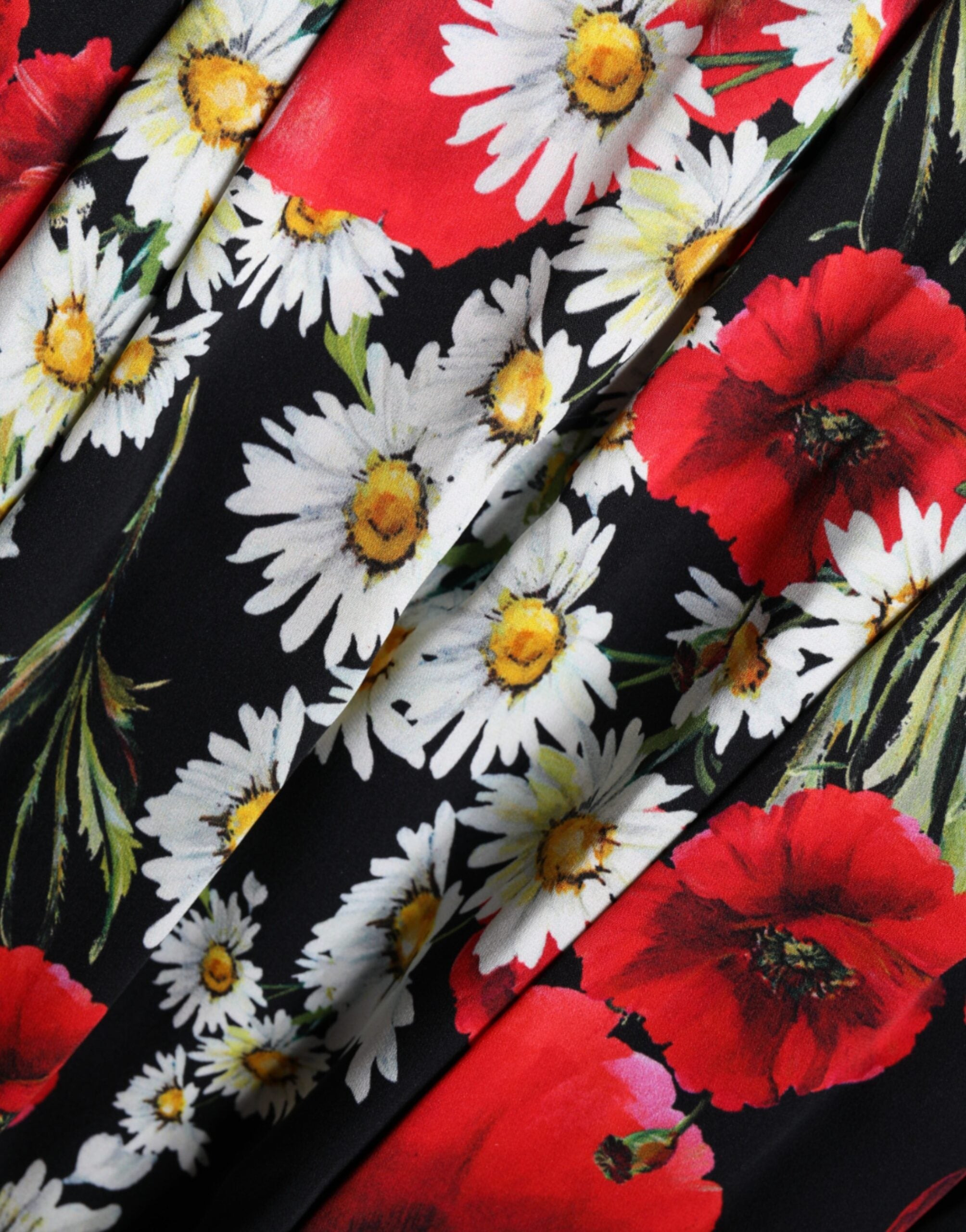 Schwarzes ärmelloses langes Abendkleid aus Seide mit Blumenmuster
