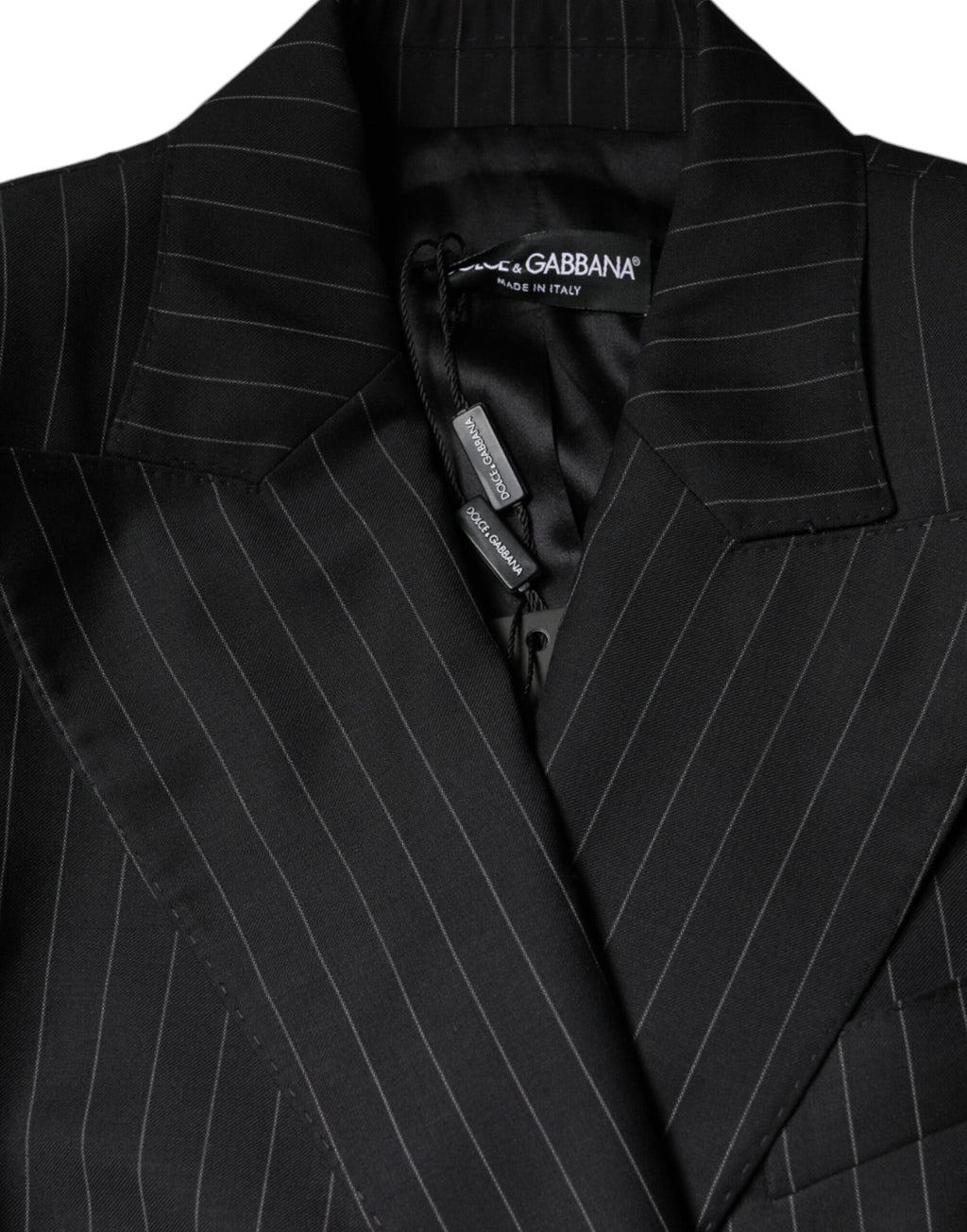 Black Striped Double-Breasted Coat Jacket