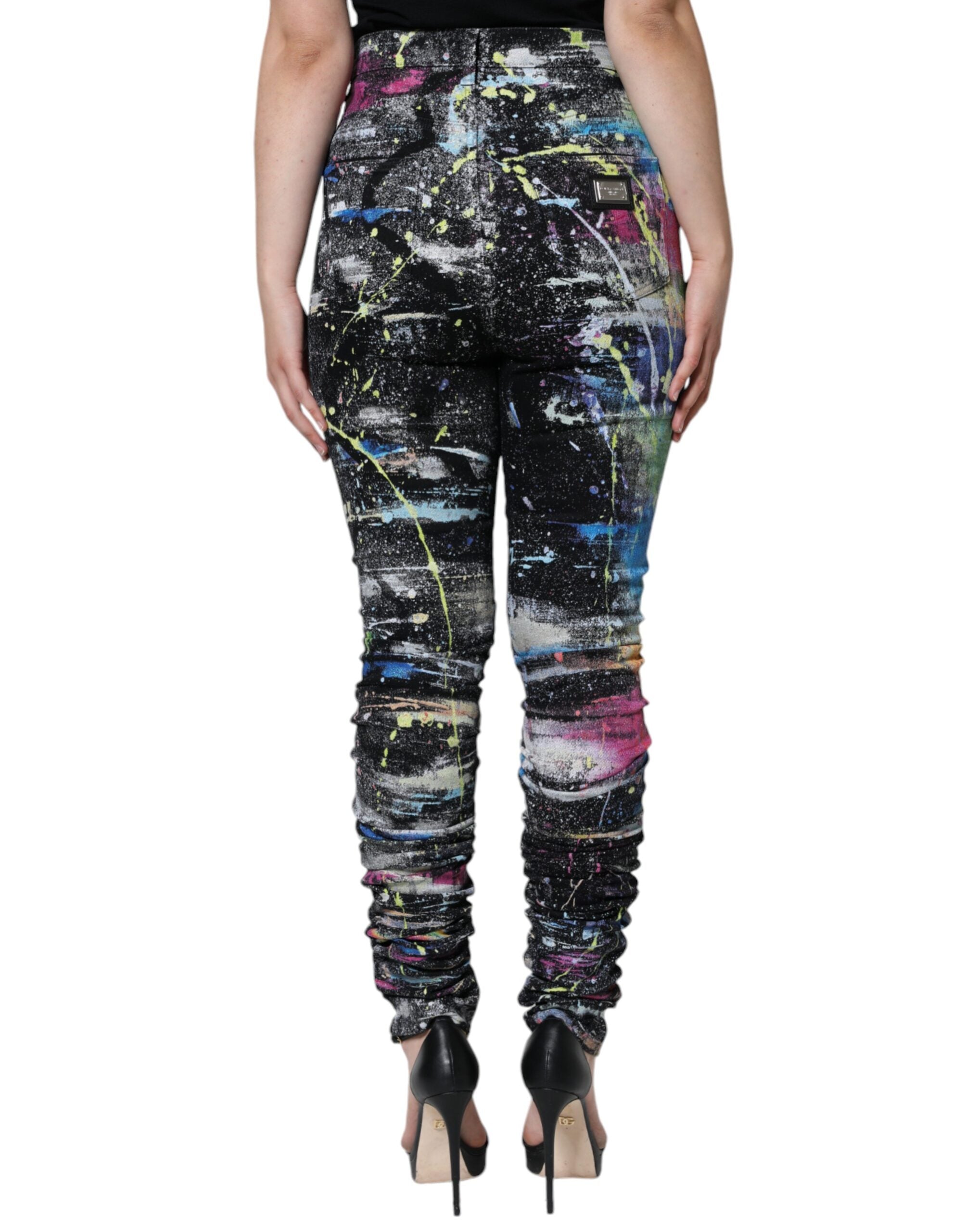 Mehrfarbige Jeans aus Baumwolle mit Farbspritzern