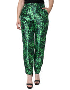 Green Clover Hose aus Seidensatin mit hoher Taille und schmal zulaufendem Bein