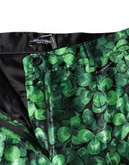 Green Clover Hose aus Seidensatin mit hoher Taille und schmal zulaufendem Bein
