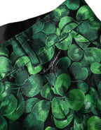 Green Clover Hose aus Seidensatin mit hoher Taille und schmal zulaufendem Bein