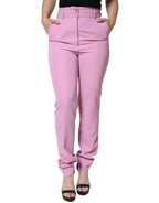 Rosa High-Waist Tapered Hose für Damen aus Polyester