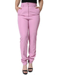 Rosa High-Waist Tapered Hose für Damen aus Polyester