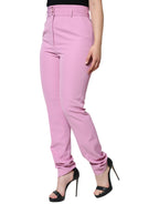 Rosa High-Waist Tapered Hose für Damen aus Polyester