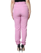 Rosa High-Waist Tapered Hose für Damen aus Polyester
