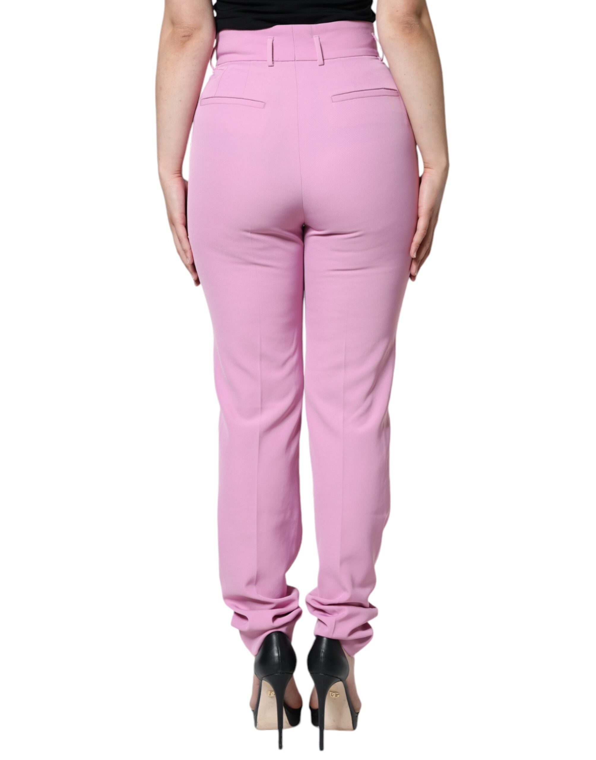 Rosa High-Waist Tapered Hose für Damen aus Polyester