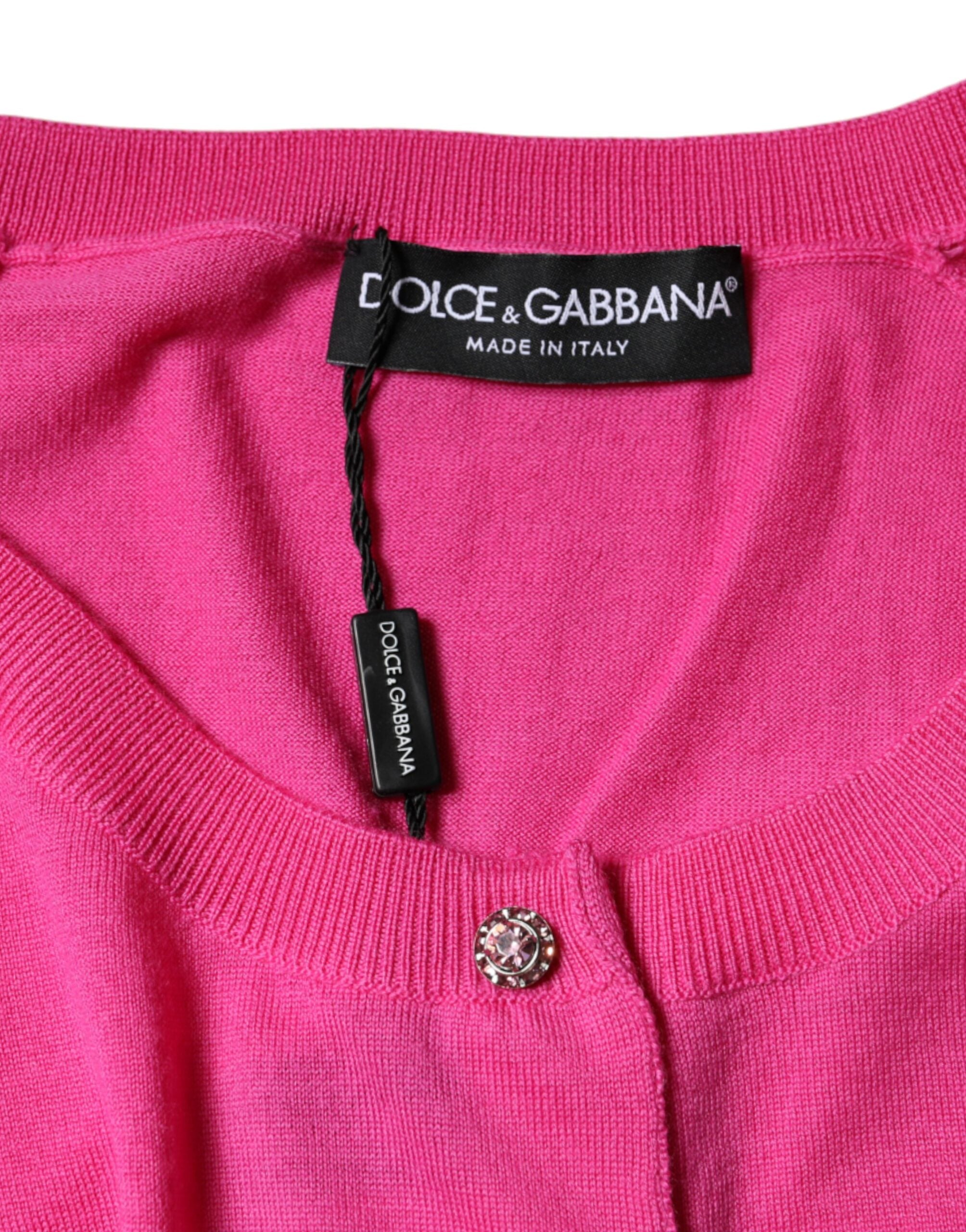 Pinke Bluse mit kurzen Ärmeln aus Wolle zum Knöpfen