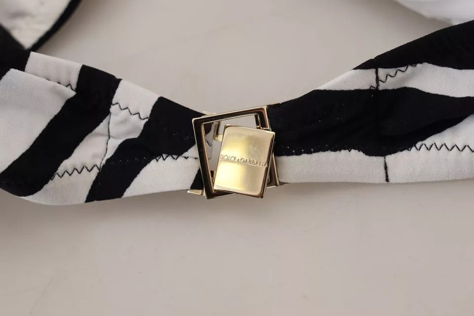 Schwarz-Weiß-Zebra-Bandeau-Bikinioberteil