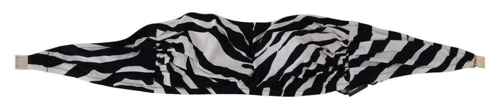 Schwarz-Weiß-Zebra-Bandeau-Bikinioberteil