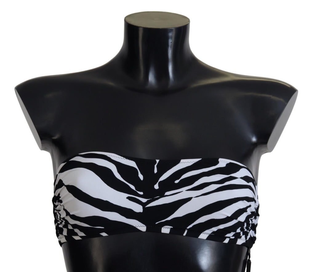 Schwarz-Weiß-Zebra-Bandeau-Bikinioberteil