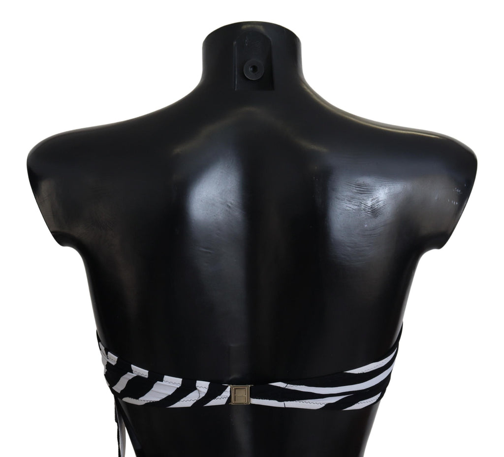 Schwarz-Weiß-Zebra-Bandeau-Bikinioberteil