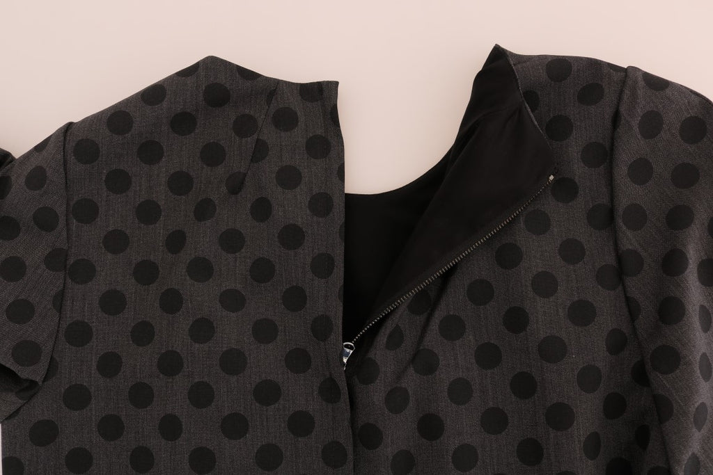 Graues gepunktetes Kleid aus Wolle mit Stretchanteil