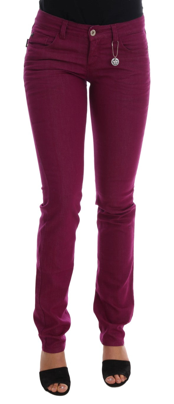 Slim-Jeans aus lila Baumwoll-Stretch-Denim
