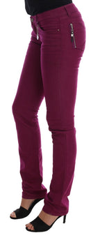 Slim-Jeans aus lila Baumwoll-Stretch-Denim