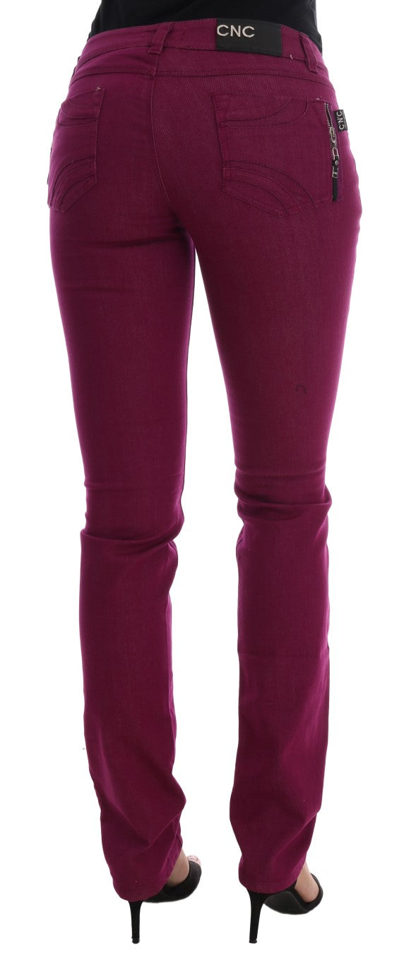 Slim-Jeans aus lila Baumwoll-Stretch-Denim