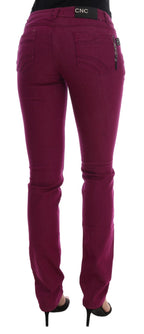 Slim-Jeans aus lila Baumwoll-Stretch-Denim