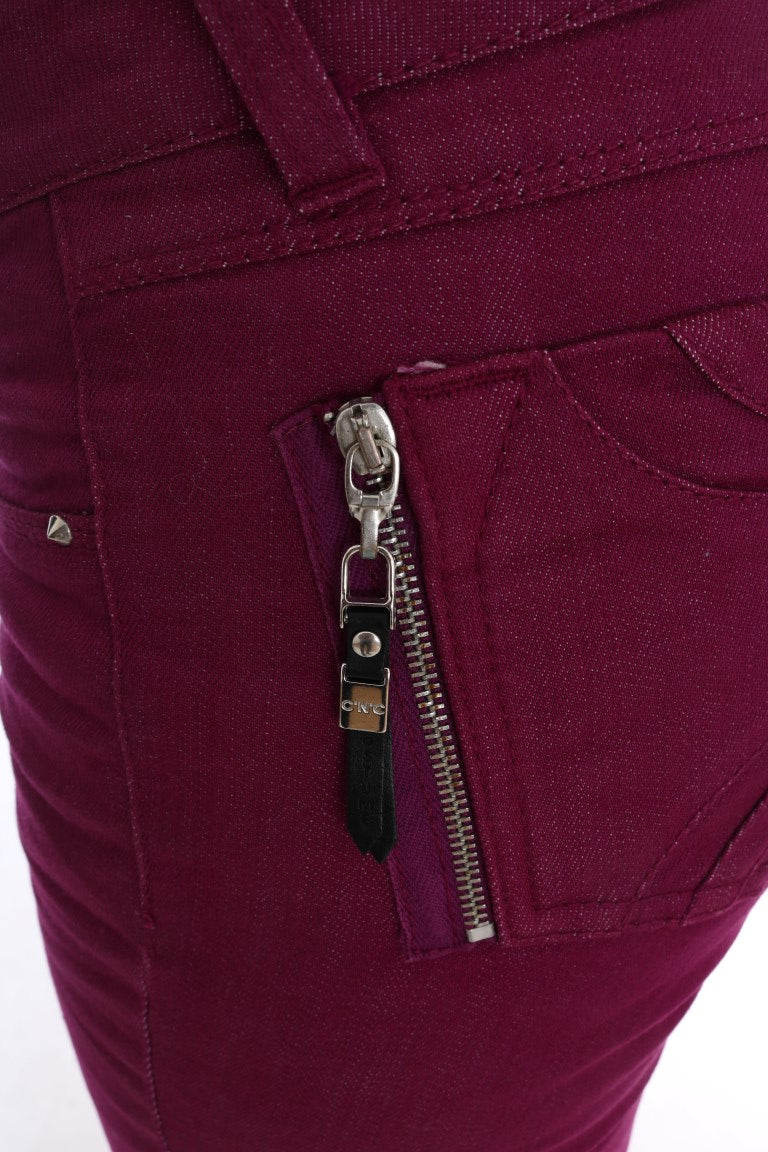 Slim-Jeans aus lila Baumwoll-Stretch-Denim