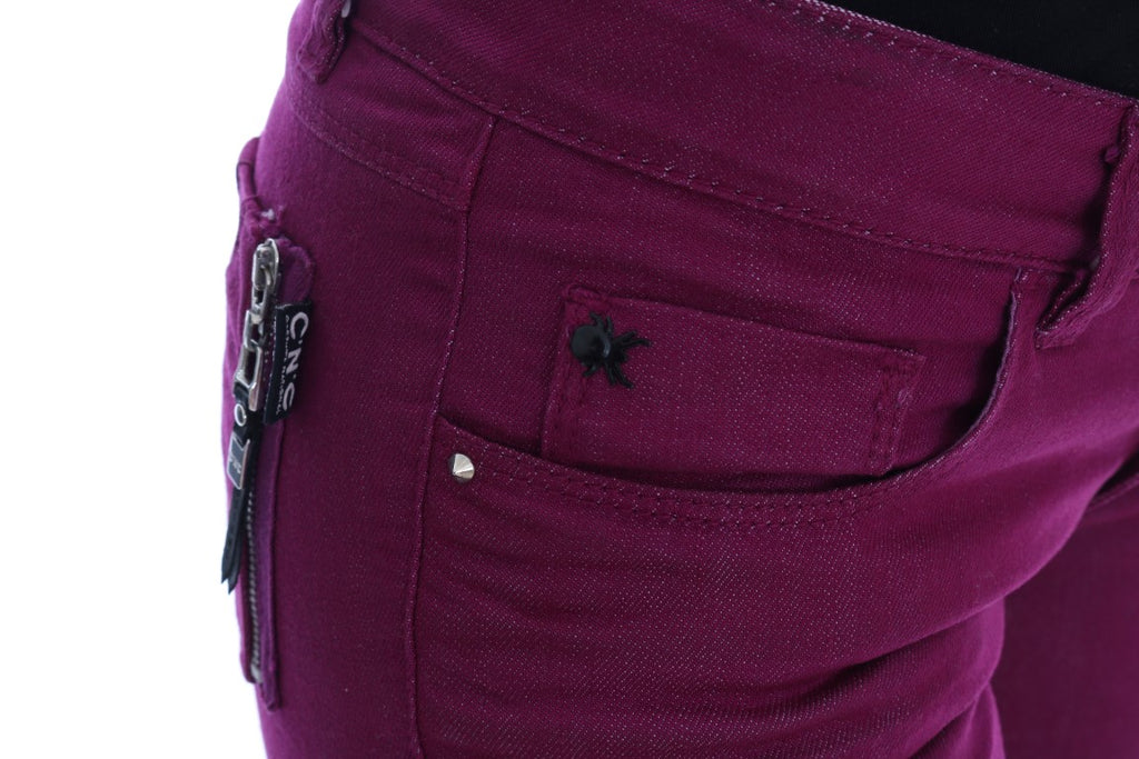 Slim-Jeans aus lila Baumwoll-Stretch-Denim