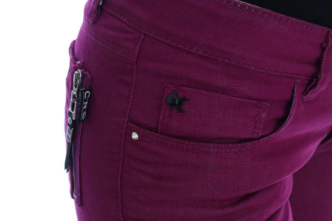 Slim-Jeans aus lila Baumwoll-Stretch-Denim