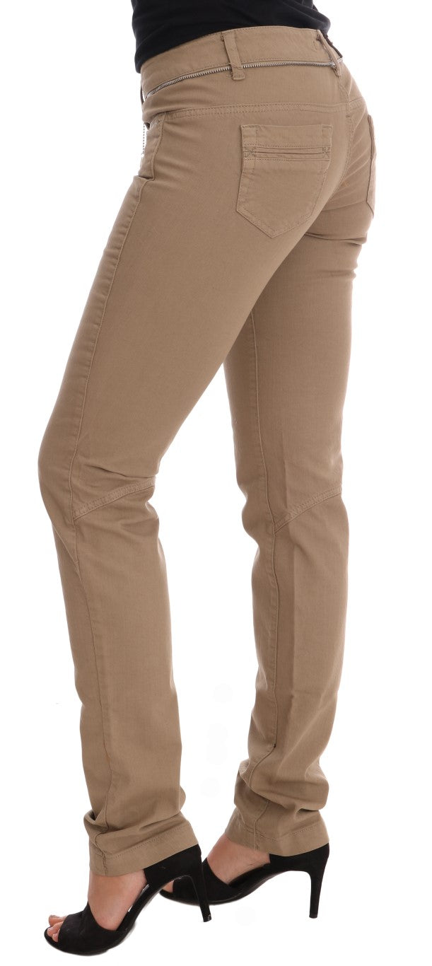 Beige Slim Fit Jeans aus Baumwoll-Stretch