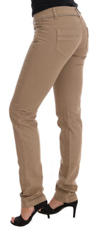 Beige Slim Fit Jeans aus Baumwoll-Stretch