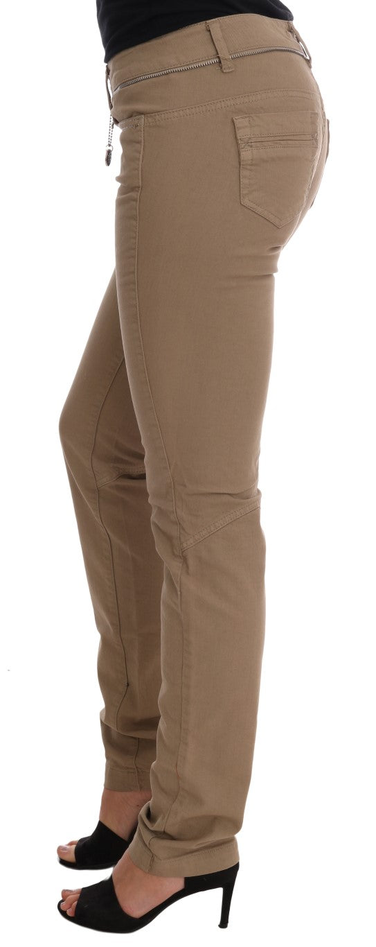 Beige Slim Fit Jeans aus Baumwoll-Stretch